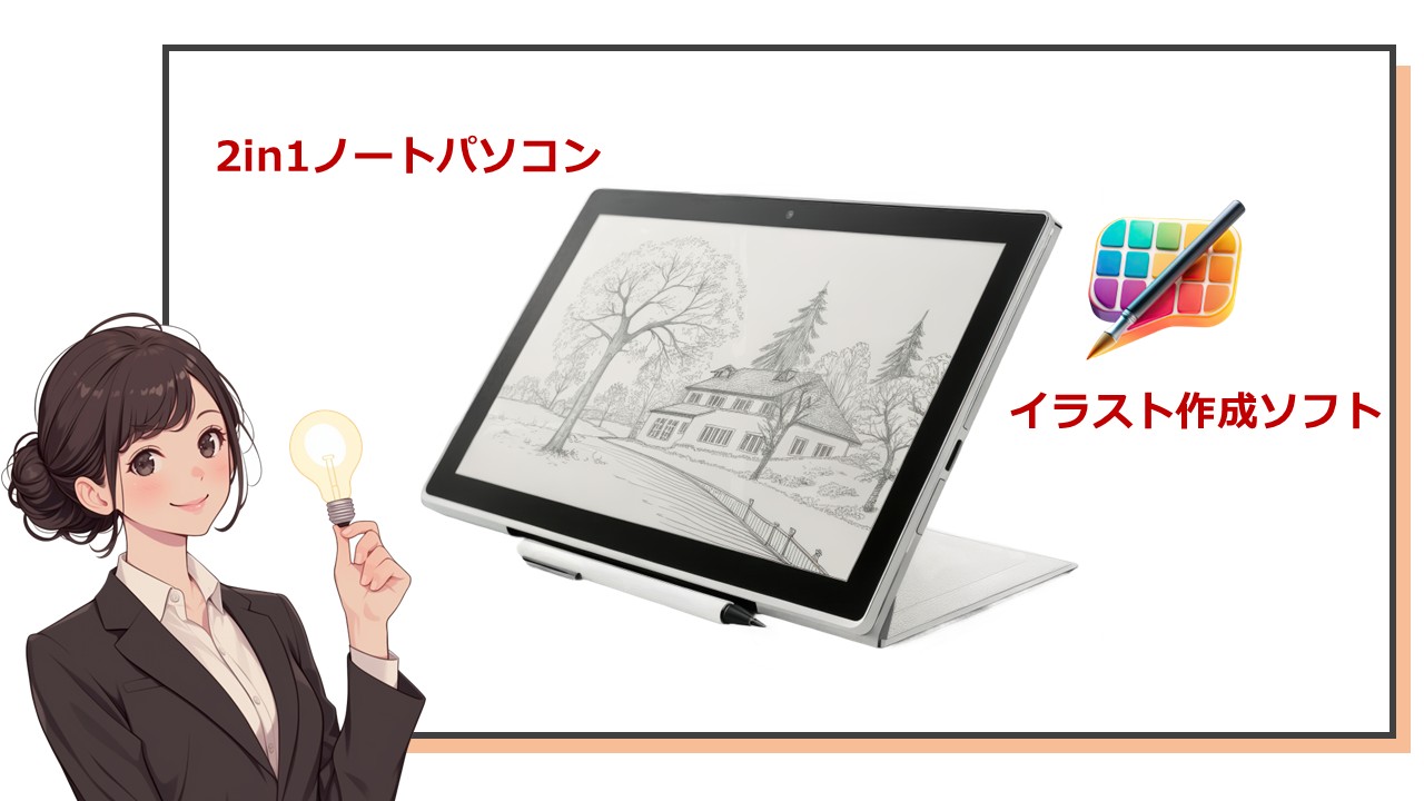 2in1パソコンで絵を描くときの接続図